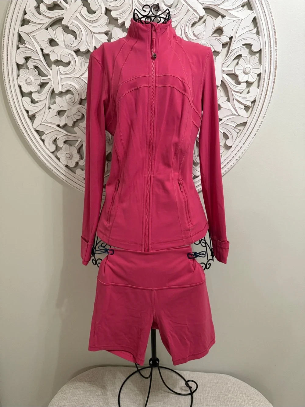 lululemon athletica Hot Pink Zip Jacket with Matching Short Set